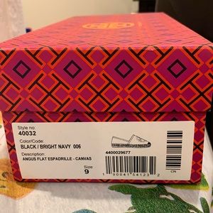 New Tory Burch leather and canvas espadrille.